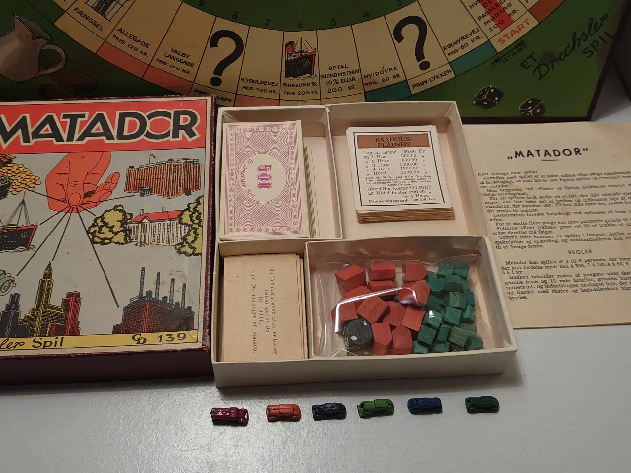 Billede 2 - Gammelt Matadorspil fra før 1948 med metalbiler