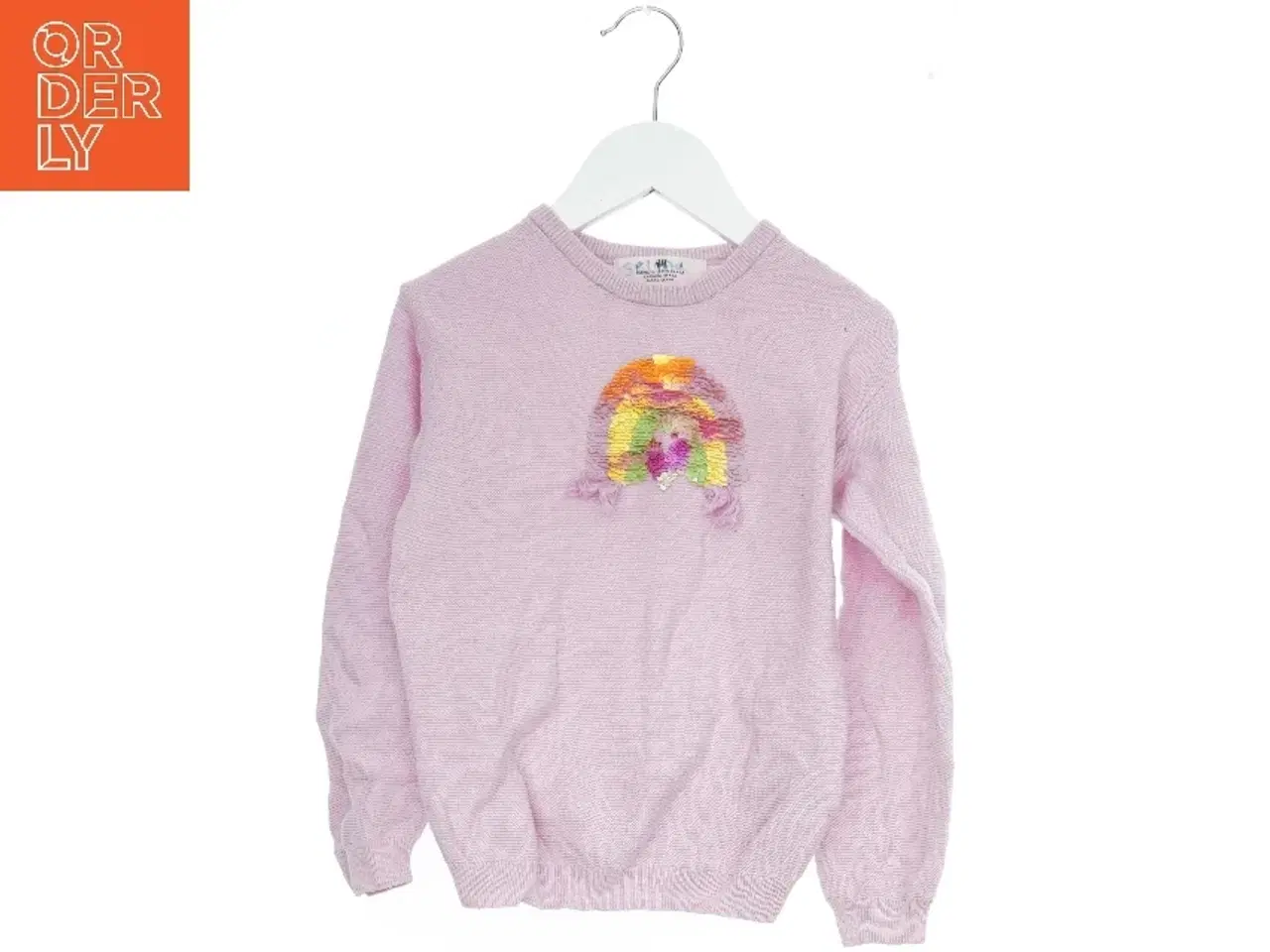 Billede 1 - Lyserød bluse med regnbue palietter fra H&M (str. 116)