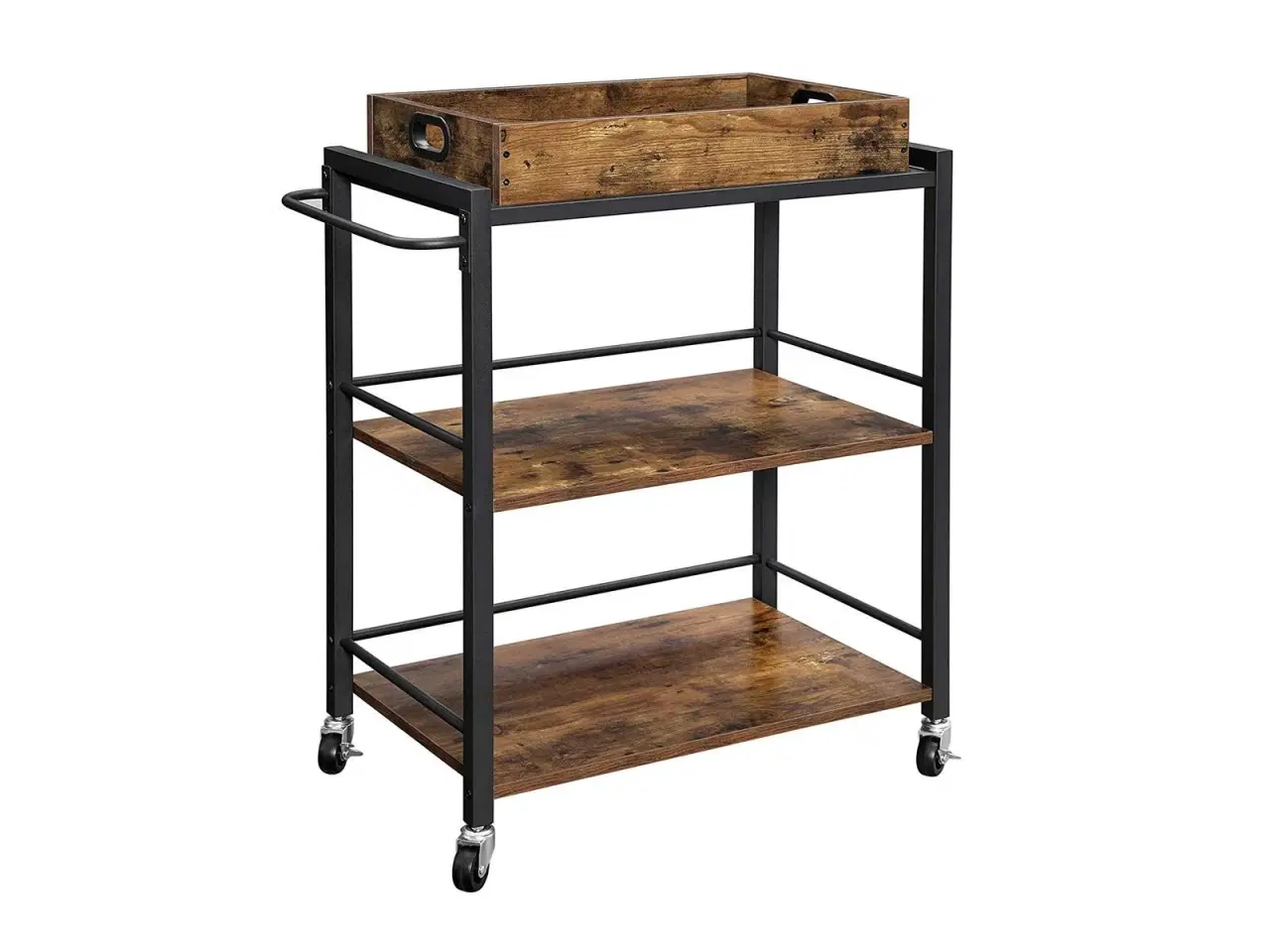 Billede 1 - Rullebord til køkken med aftagelig bakke, rustik brun, 65 × 40 × 86 cm