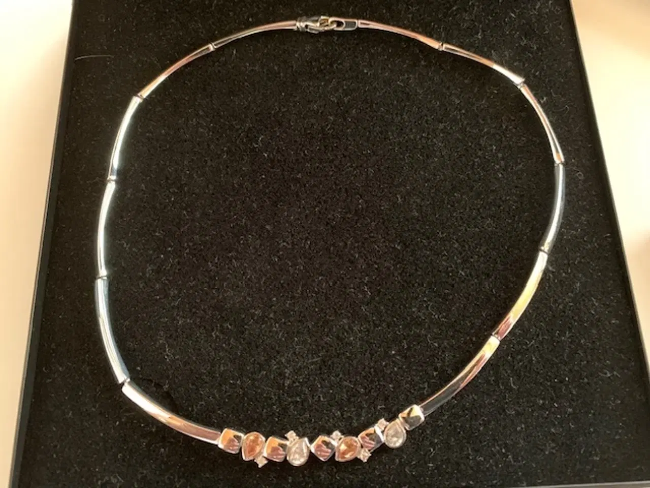 Billede 9 - Halskæde i rhodineret sølv collier med zirconia