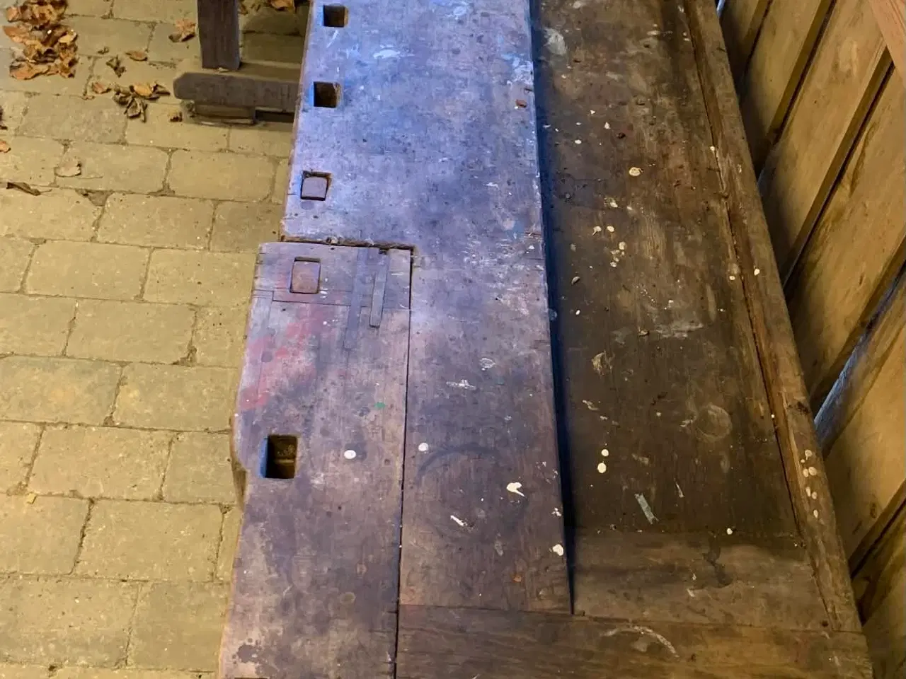 Billede 2 - Antik snedkerhøvlbænk som arbejdsbord