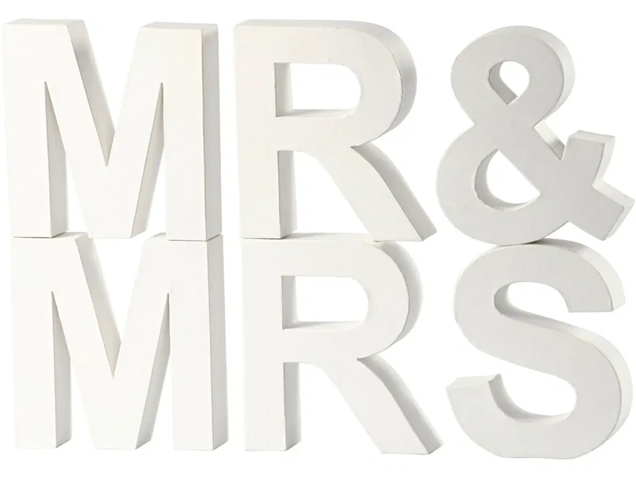 Billede 1 - Bogstaver, MR &amp; MRS , H: 17,5 cm, D: 4,5 cm, hvid, 1 sæt