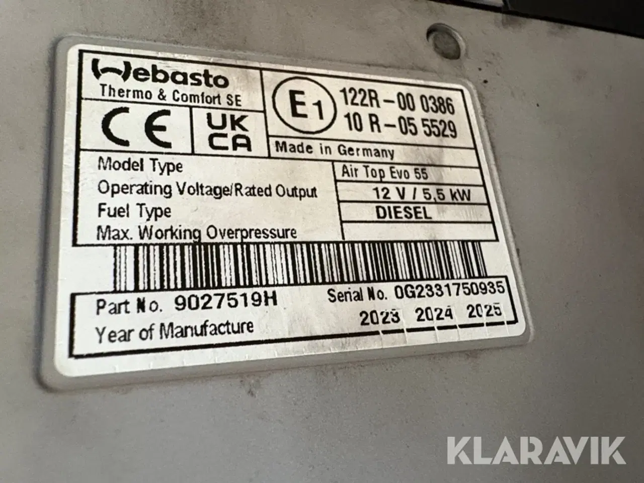 Billede 4 - Oliefyr med monteringssæt Webasto Air top Evo 55