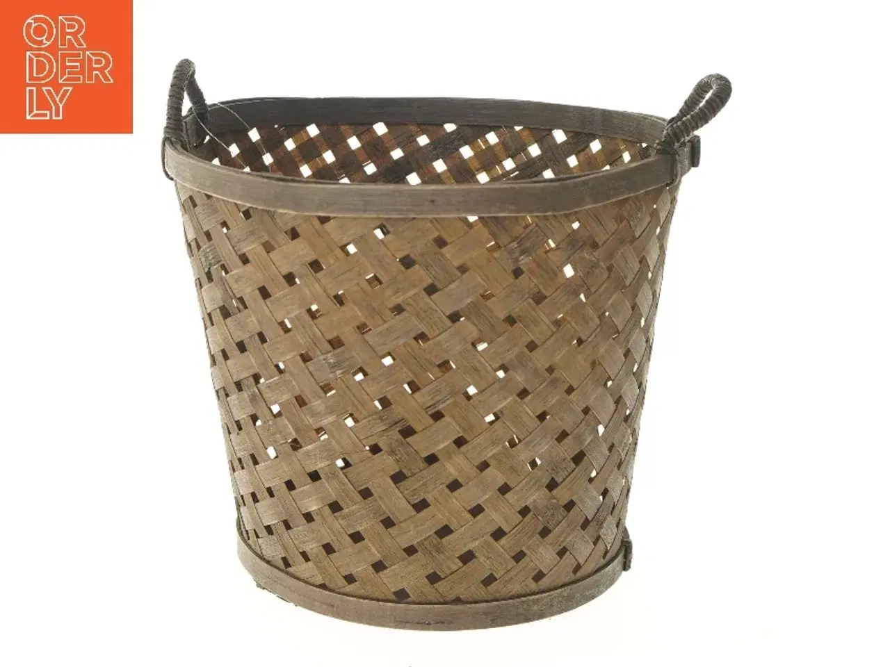Billede 1 - Flettet kurv med håndtag (str. Ø 26,5 cm længde 23 cm)