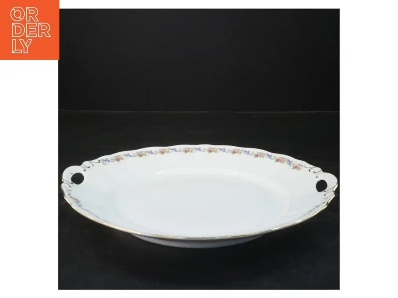 Billede 1 - Rund porcelænsfad med blomstermønster (str. Ø 27 cm)