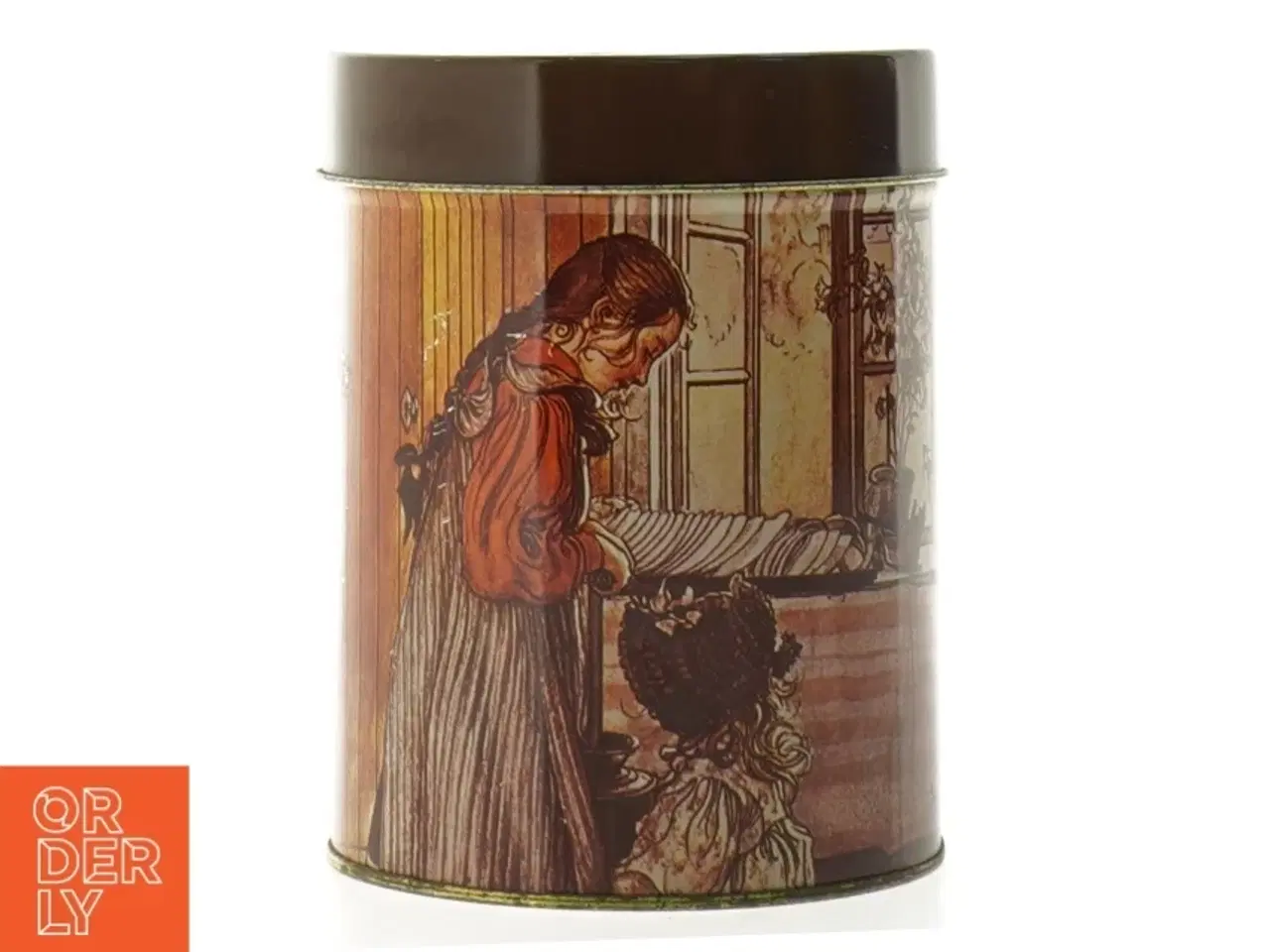 Billede 1 - Dekorativ dåse med Carl Larsson køkkenmotiv (str. 14 x 10,5 cm)
