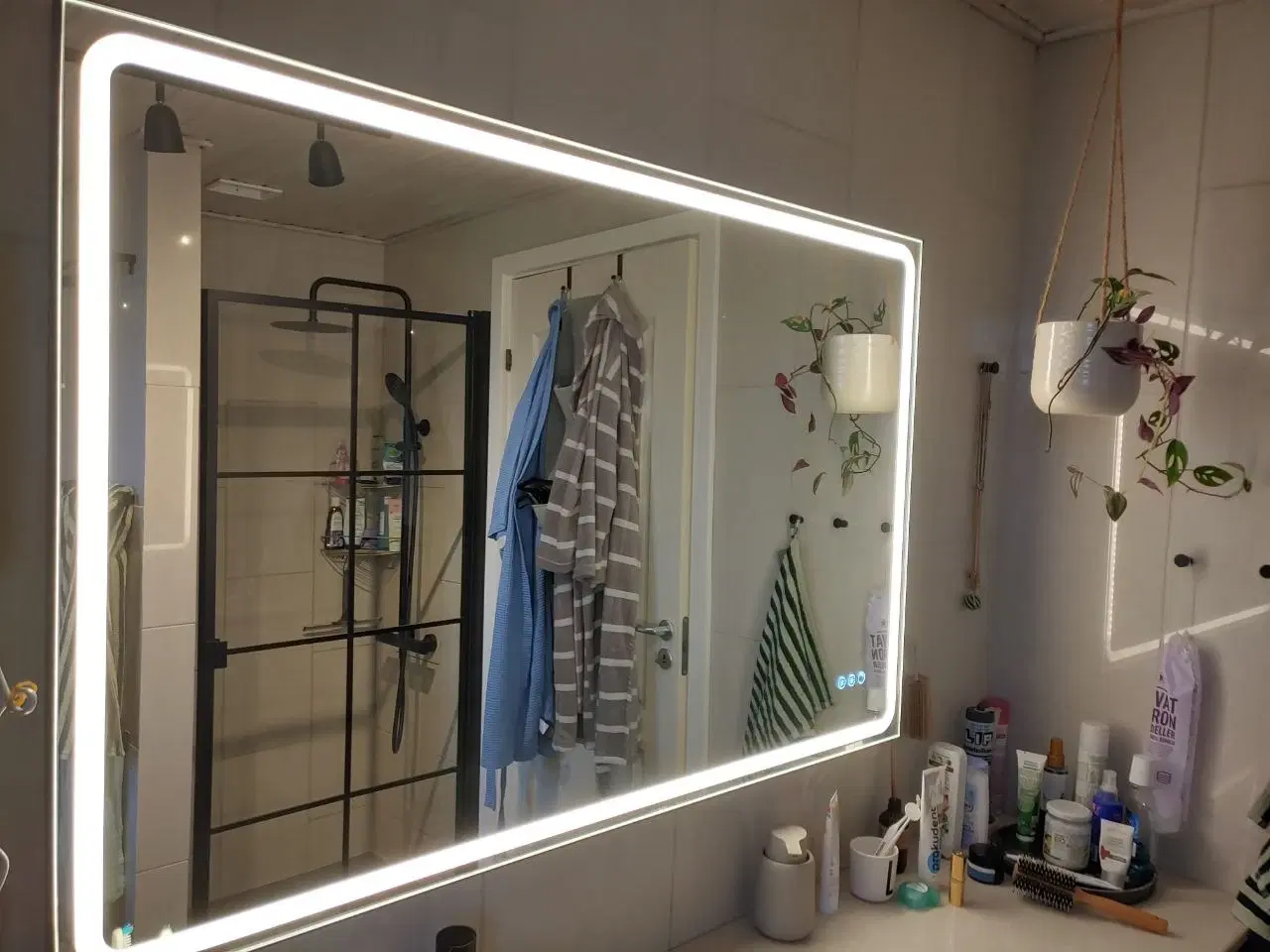 Billede 2 - Stort 120x80 cm LED spejl med lys og antidug