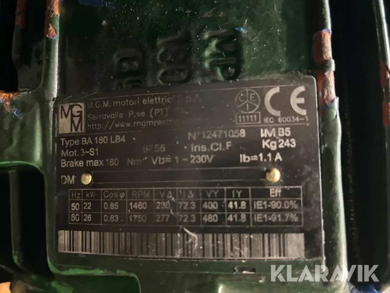 Billede 5 - Elmotor med bremse MGM BA 180 LB4