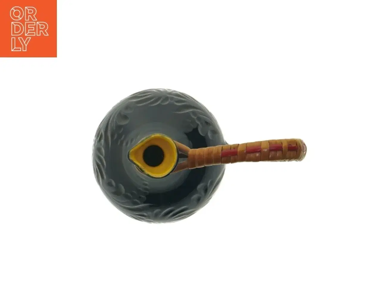 Billede 3 - Blå keramik kande med flet håndtag (str. 18 cm)