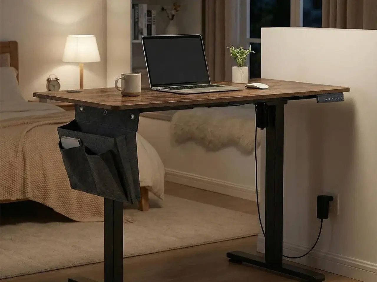 Billede 4 - Elektrisk hæve-sænkebord 120,1 × 60,1 cm - 4 hukommelser, USB‑C, rustik brun