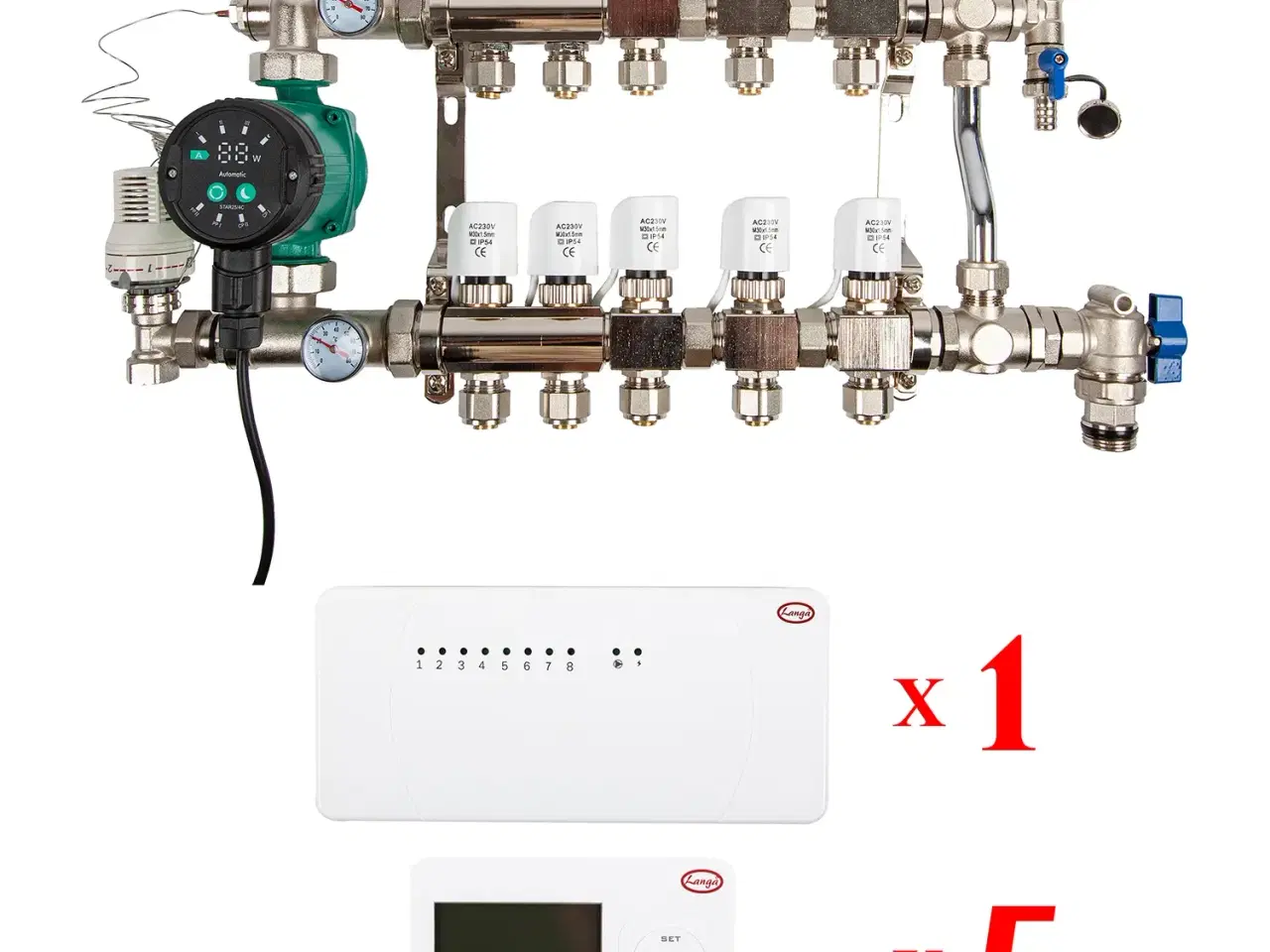 Billede 2 - Gulvvarme-pakke 5 kredssystem med digital styring