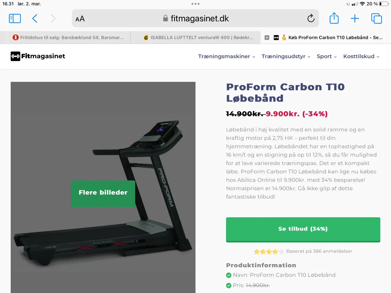 Billede 2 - Løbebånd proforma T10