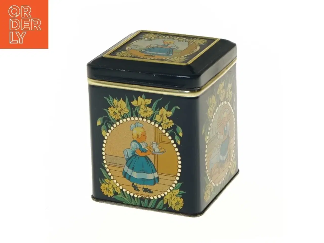 Billede 1 - Retro opbevaringsdåse fra Irma (str. 10,5x9,3x9,3 cm)