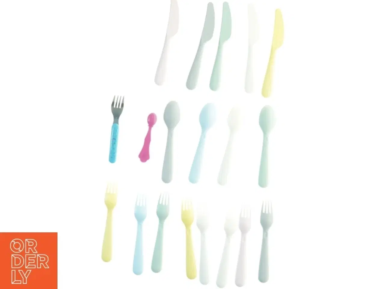 Billede 4 - Pastelfarvede plastbestik (str. 16 x 3 cm)
