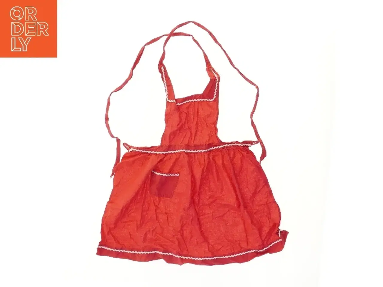 Billede 2 - Rødt gammelt jule forklæde i bomuld (str. 65x45 cm)