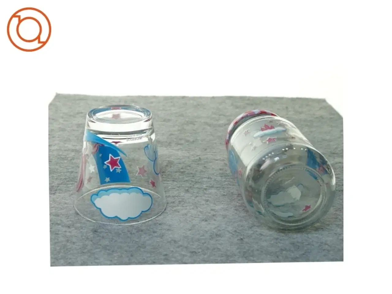 Billede 2 - Små glas med enhjørninge (1 drikke glas + 1 til sugerør) fra Cerve (str. 9 x 9 cm 13 x 7 cm)