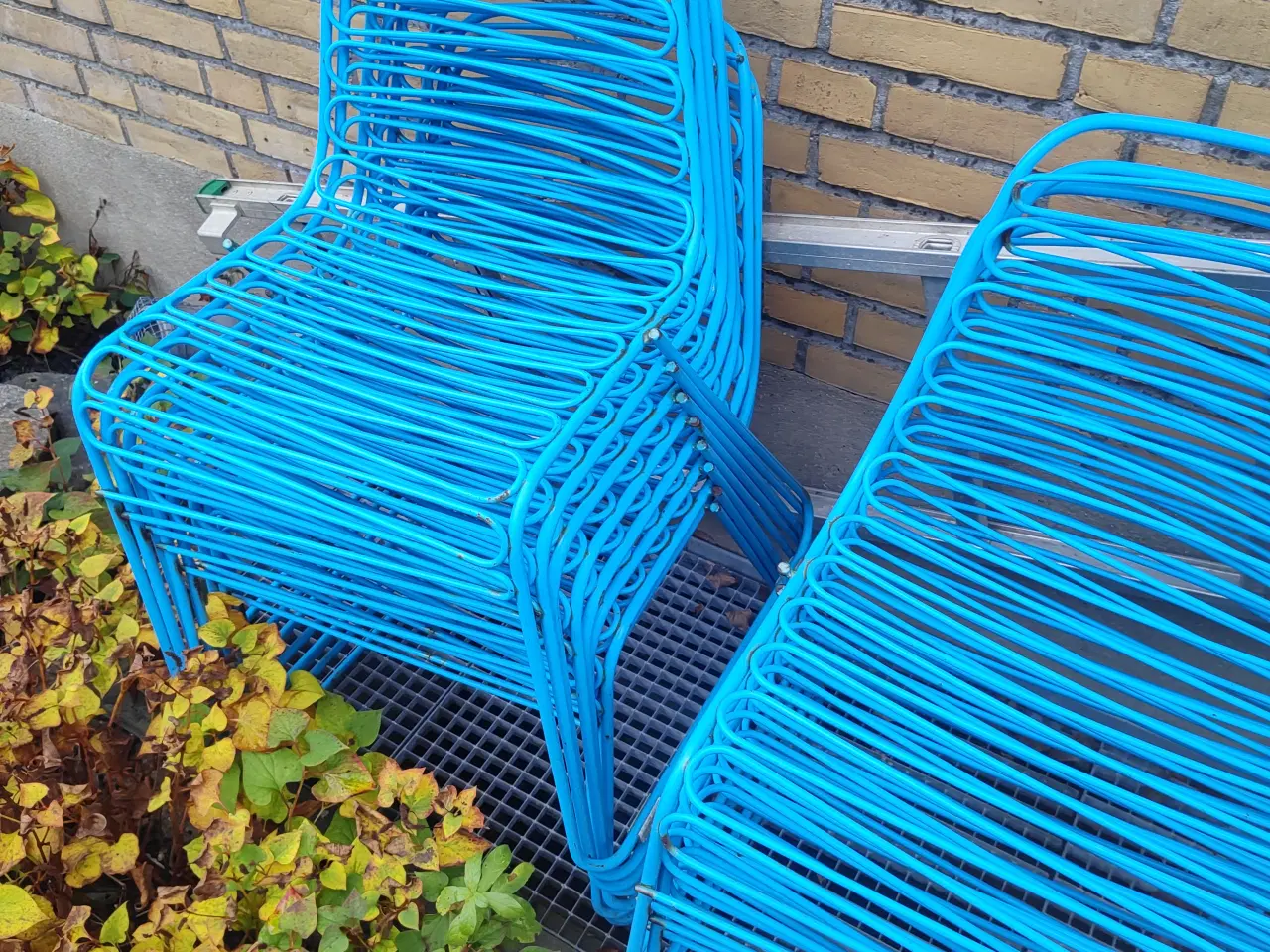 Billede 1 - Blå pulverlakeret udendørs stole 