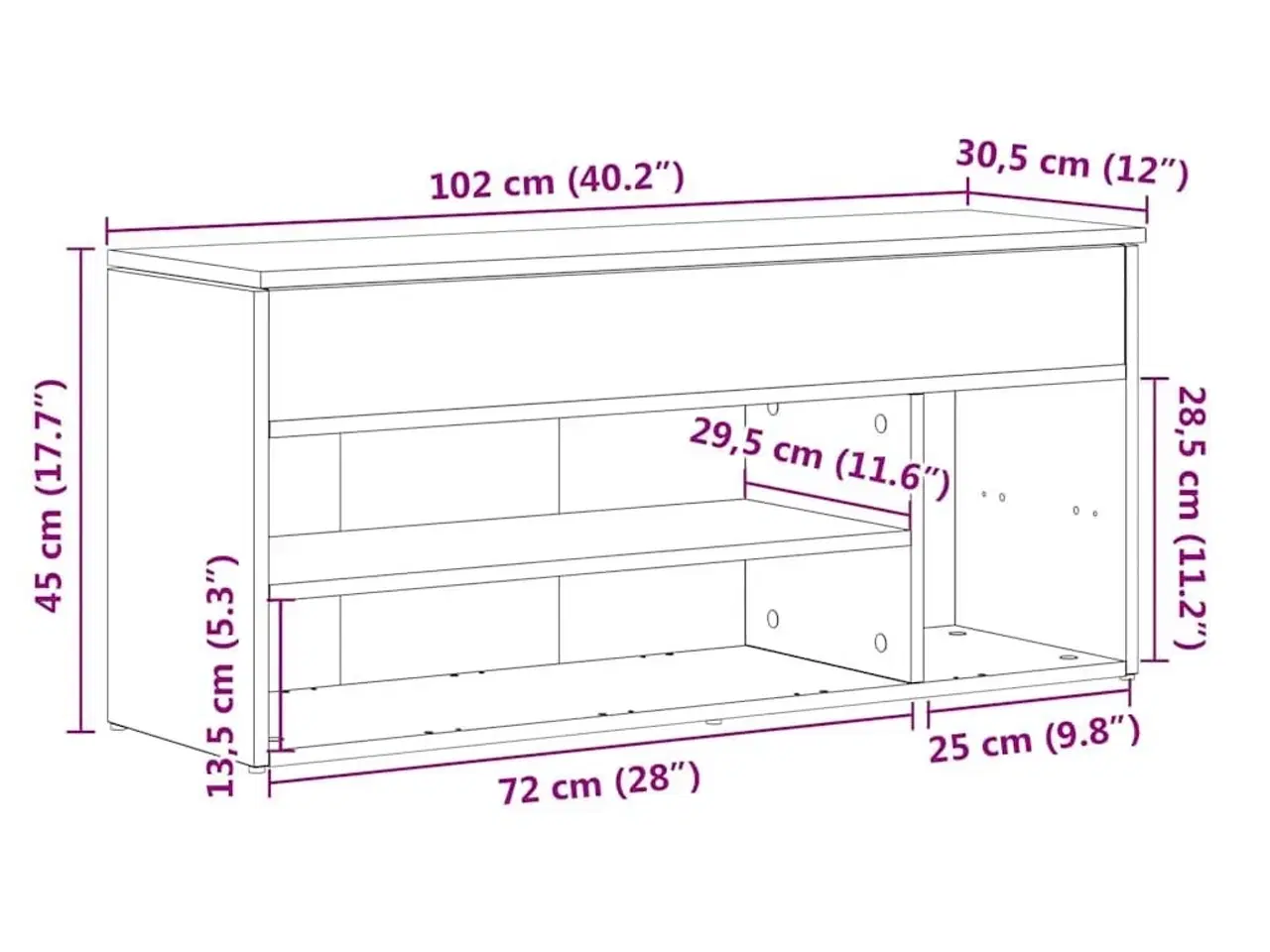 Billede 11 - Skobænk 102x30,5x45 cm konstrueret træ sort