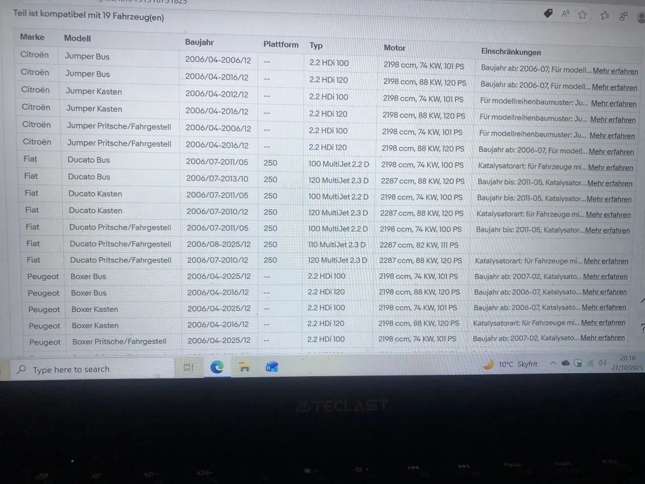 Billede 6 - Fiat Ducato/Peugeot/Citroën Bagpotte