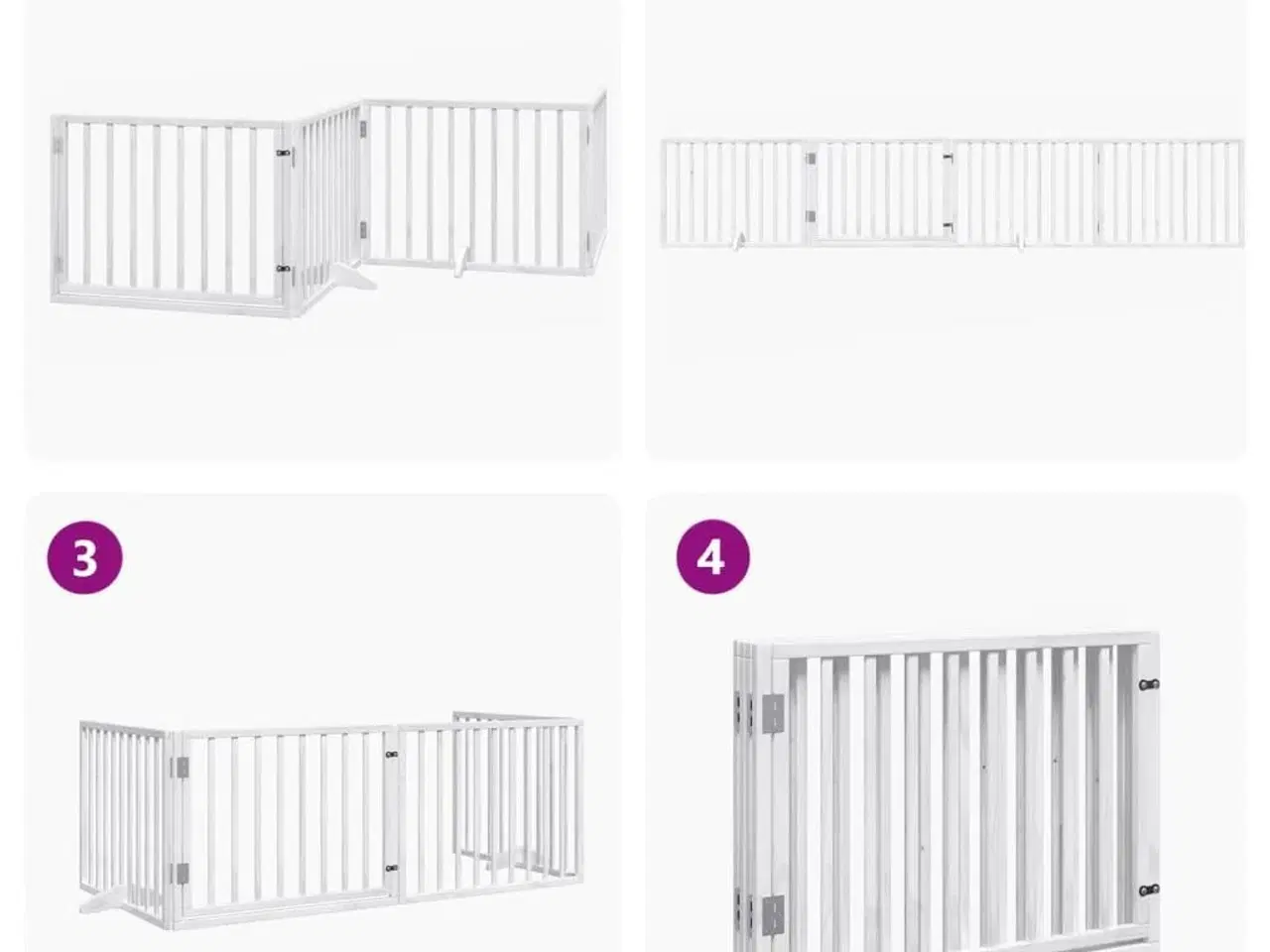 Billede 7 - Hundelåge med dør 4 paneler 320 cm foldbar poppeltræ hvid