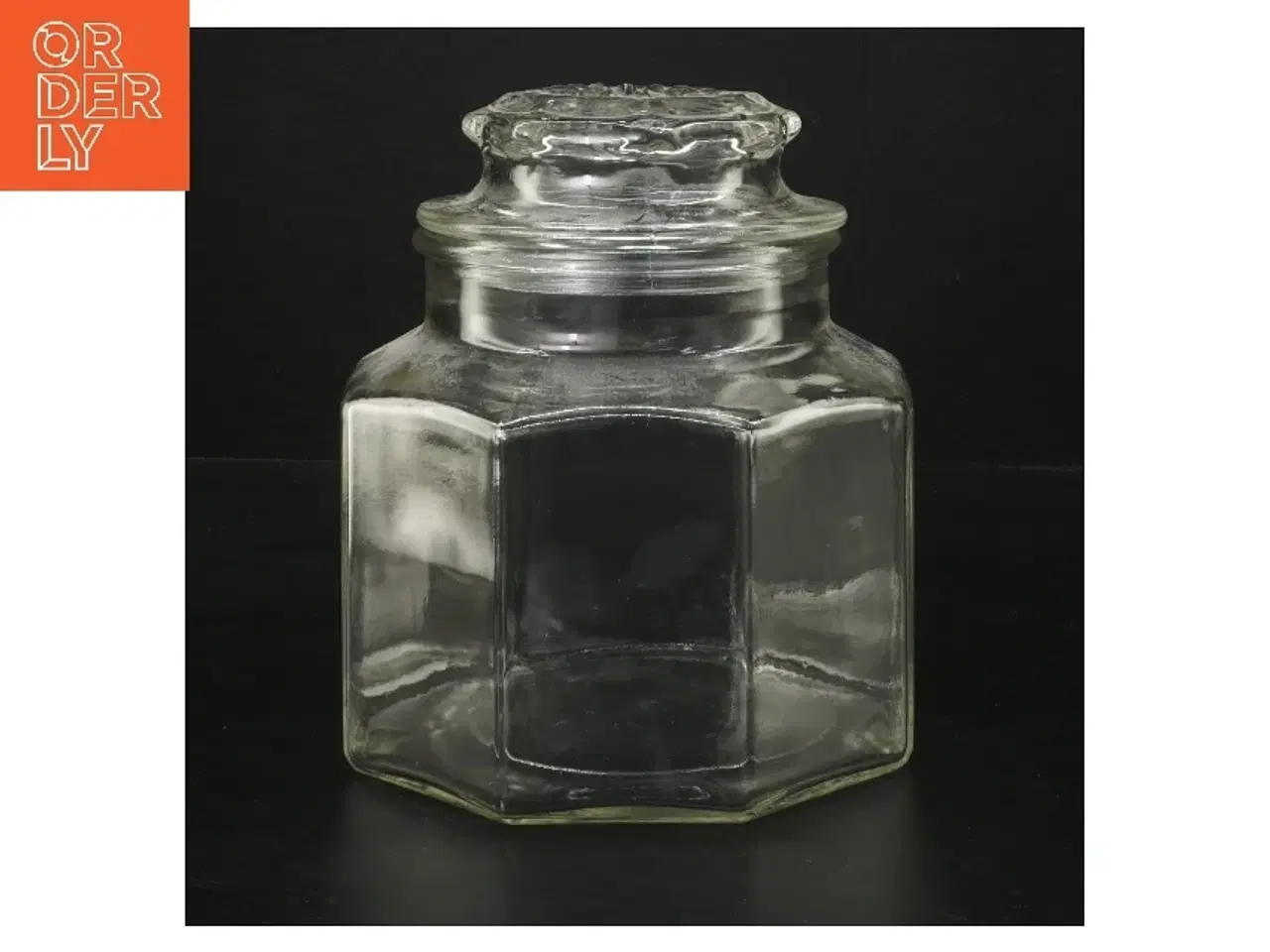 Billede 1 - Glasbeholder med låg (str. Ø 10,5 cm længde 16,5 cm)