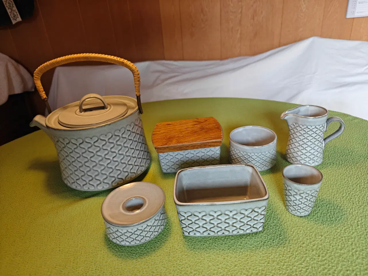 Billede 1 - Cordial stentøj terkande,sukker-flødesæt, smørskål