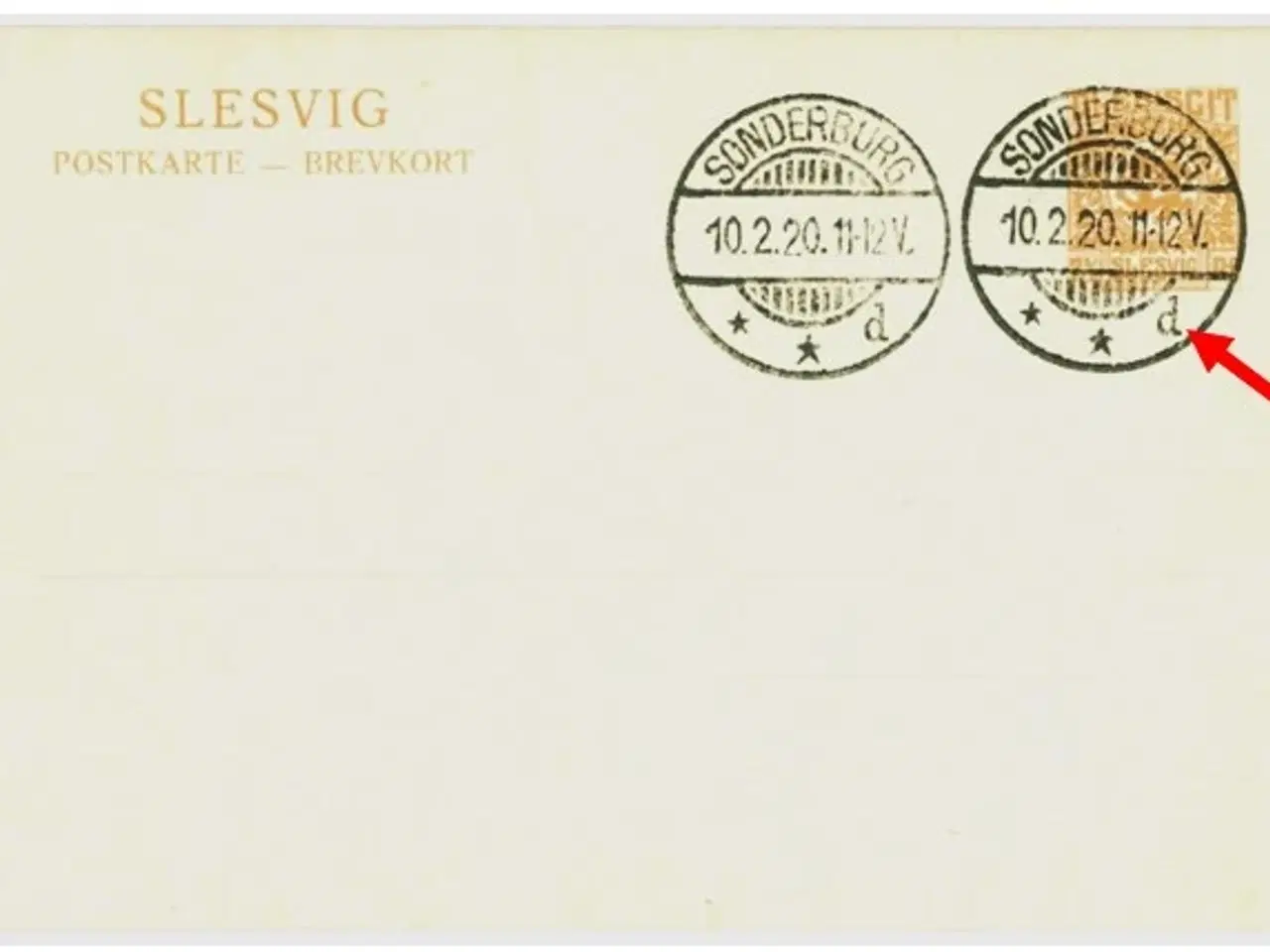 Billede 1 - Brevkort m. sjældent Sønderborg-stempel