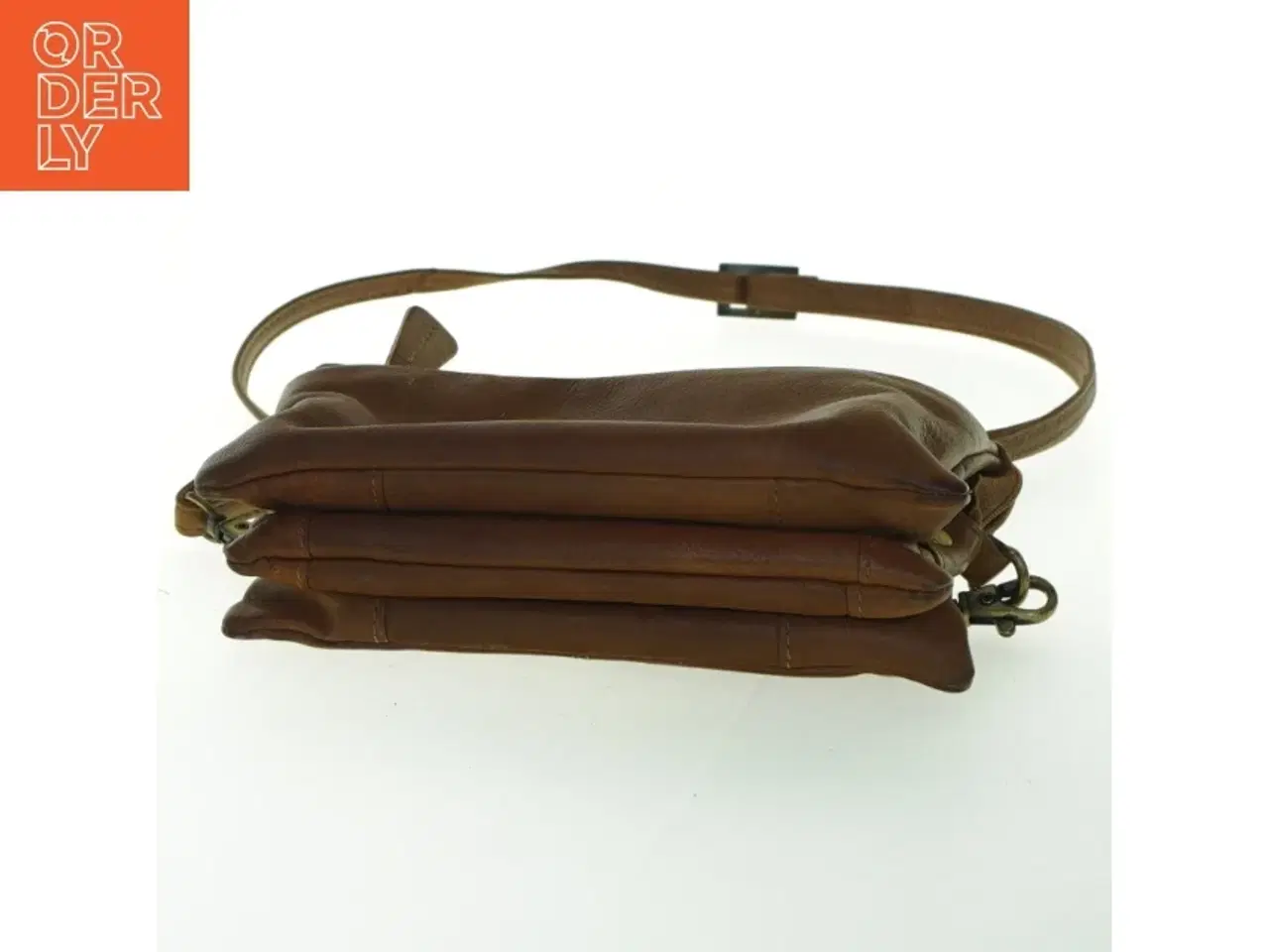 Billede 3 - Brun læder skuldertaske (str. 12x19x7 cm)