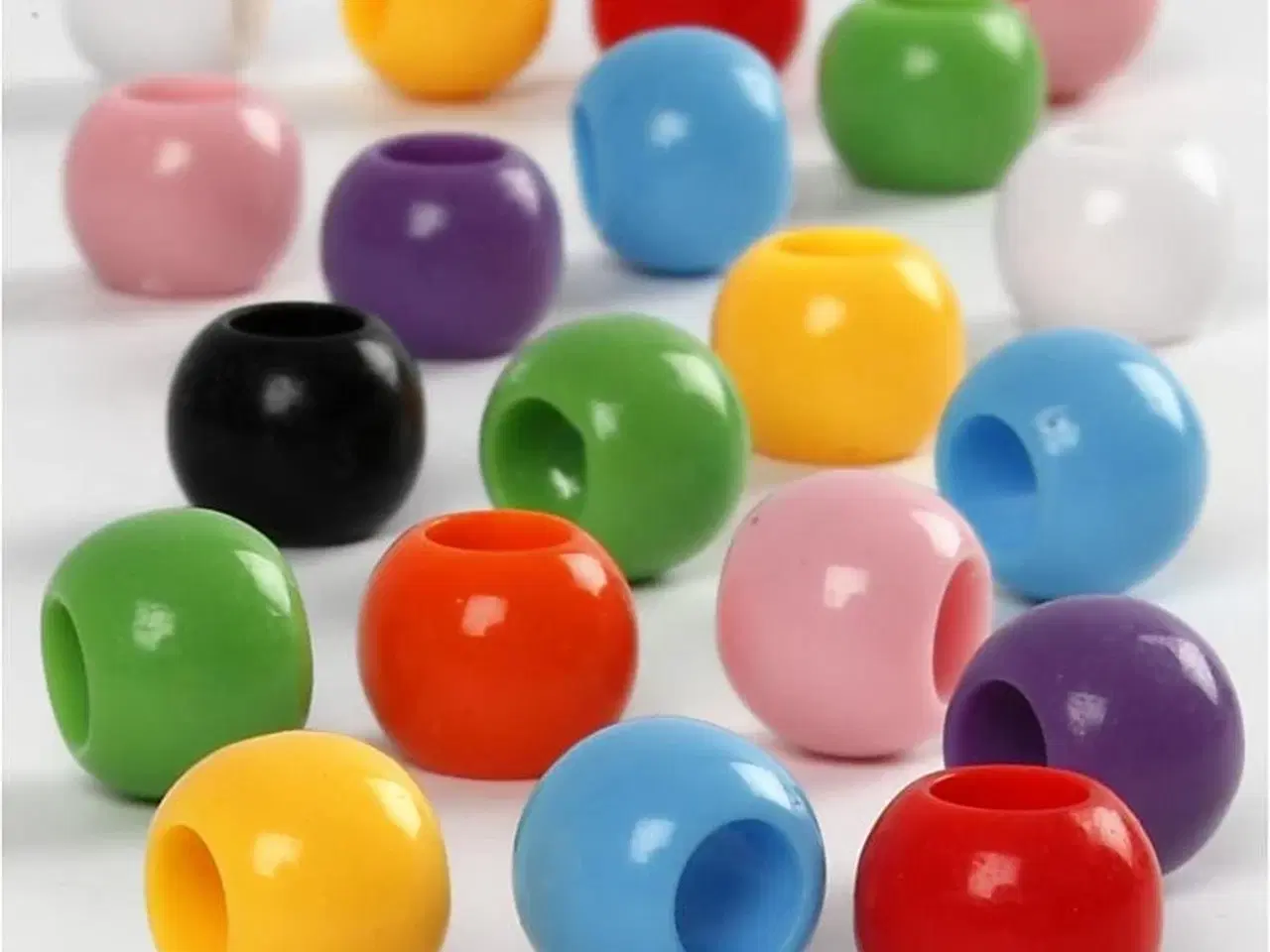 Billede 1 - Kongoperler 10 mm - Runde Plastperler til Håndarbejde
