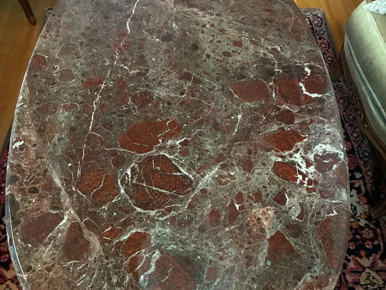 Billede 7 - Rokokosæt, 2 stole, 2 pers sofa og marmor-sofabord