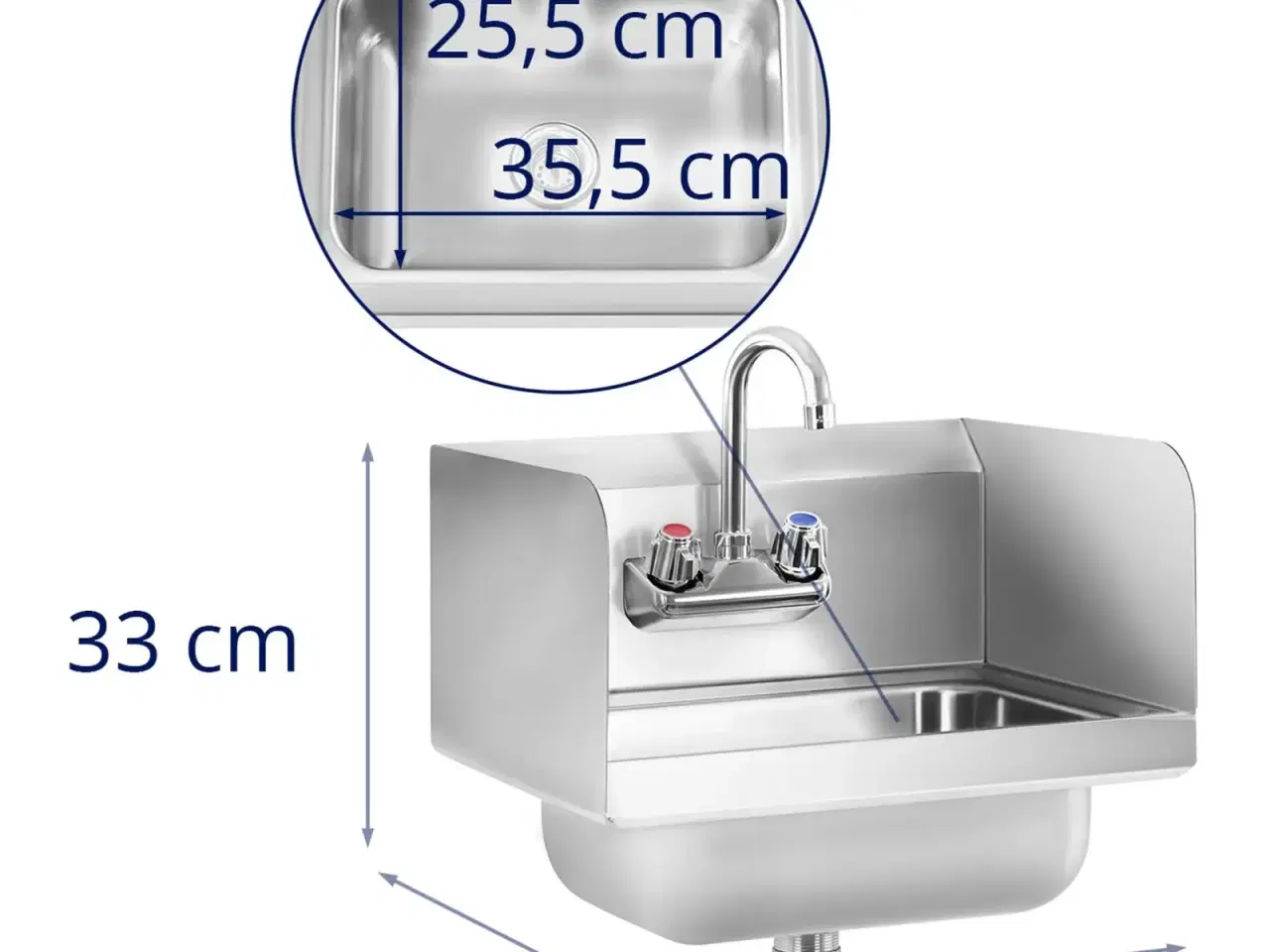Billede 7 - Stålhåndvask til Vægmontering – 44 x 39 cm