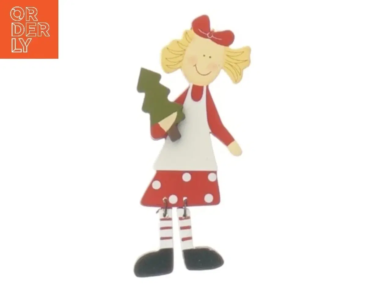 Billede 1 - Dekorationsfigur af pige med juletræ (str. 9 cm)