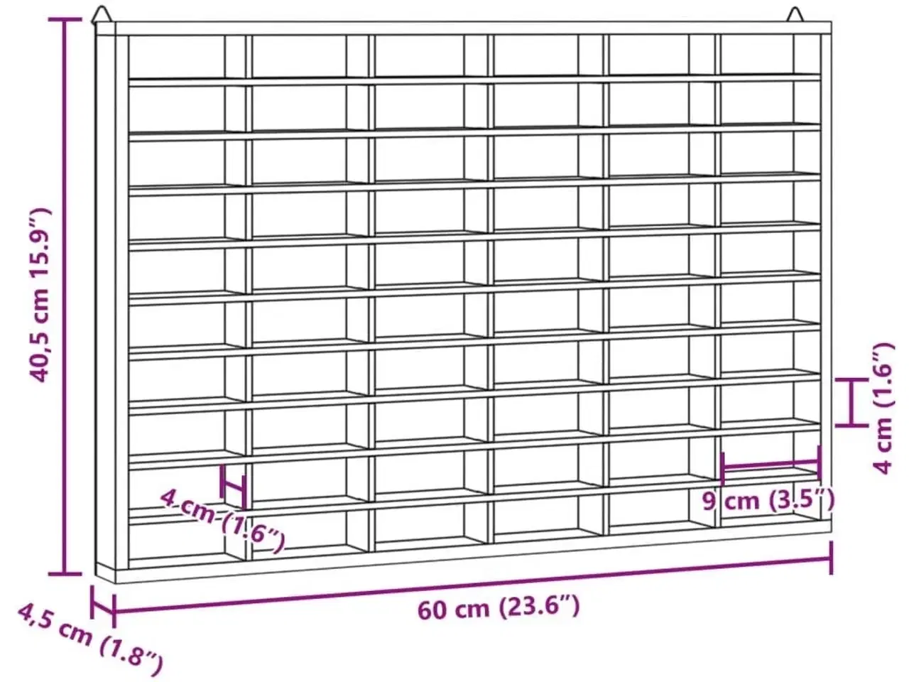 Billede 9 - Træsamlermontre med 60 rum 60x4,5x40,5cm