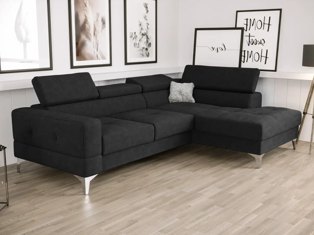 Billede 12 - TUTSEPI MINI HJØRNESOFA MED SOVEFUNKTION 170x250 CM Sort øko læder - MT9100 VENSTRE