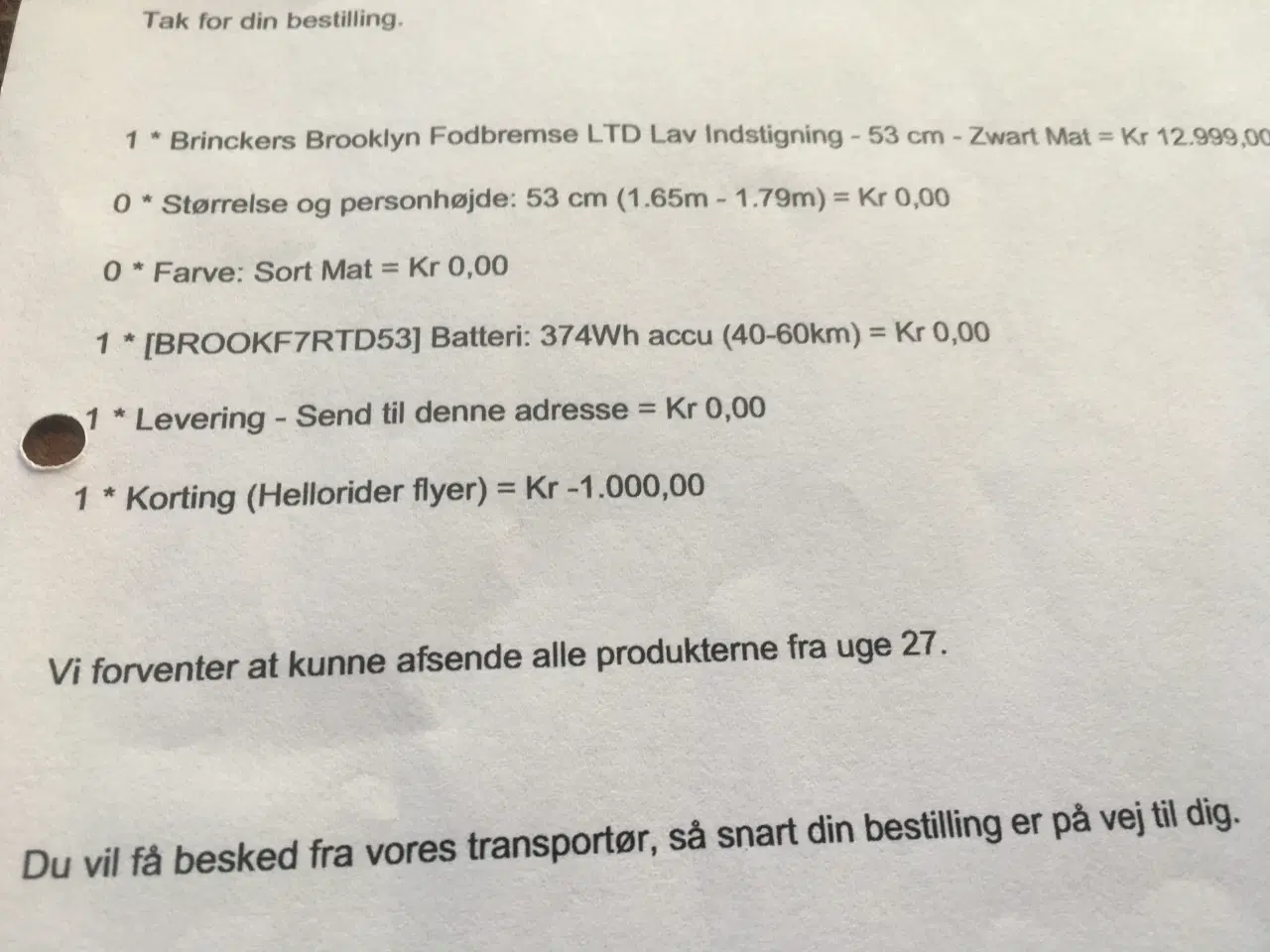 Billede 8 - Brinckers el-cykel med lav indstigning 53 cm