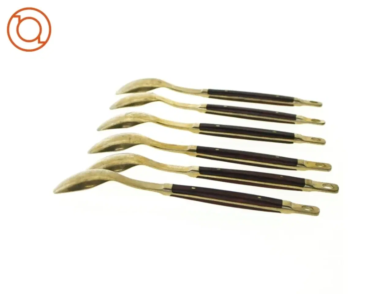 Billede 2 - 6 stk. Retro Teskeer Messing & Palisander Fi3126 (str. 15 x 3 cm)