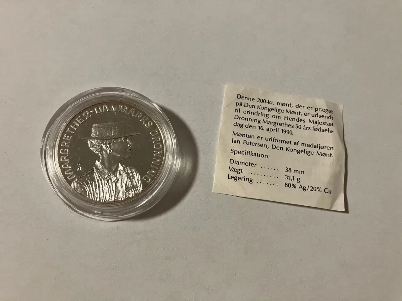 Billede 2 - 200 Kroner Dronning Margrethes 50 års fødselsdag sølvmønt