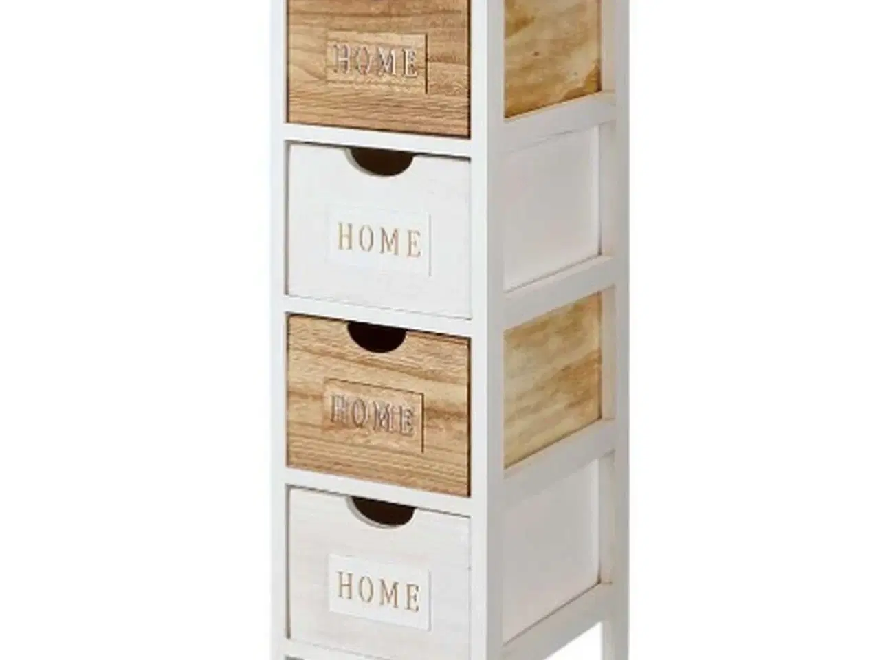 Billede 1 - Kommode med 4 skuffer Home - hvid/brun 26 × 81 × 31,6 cm
