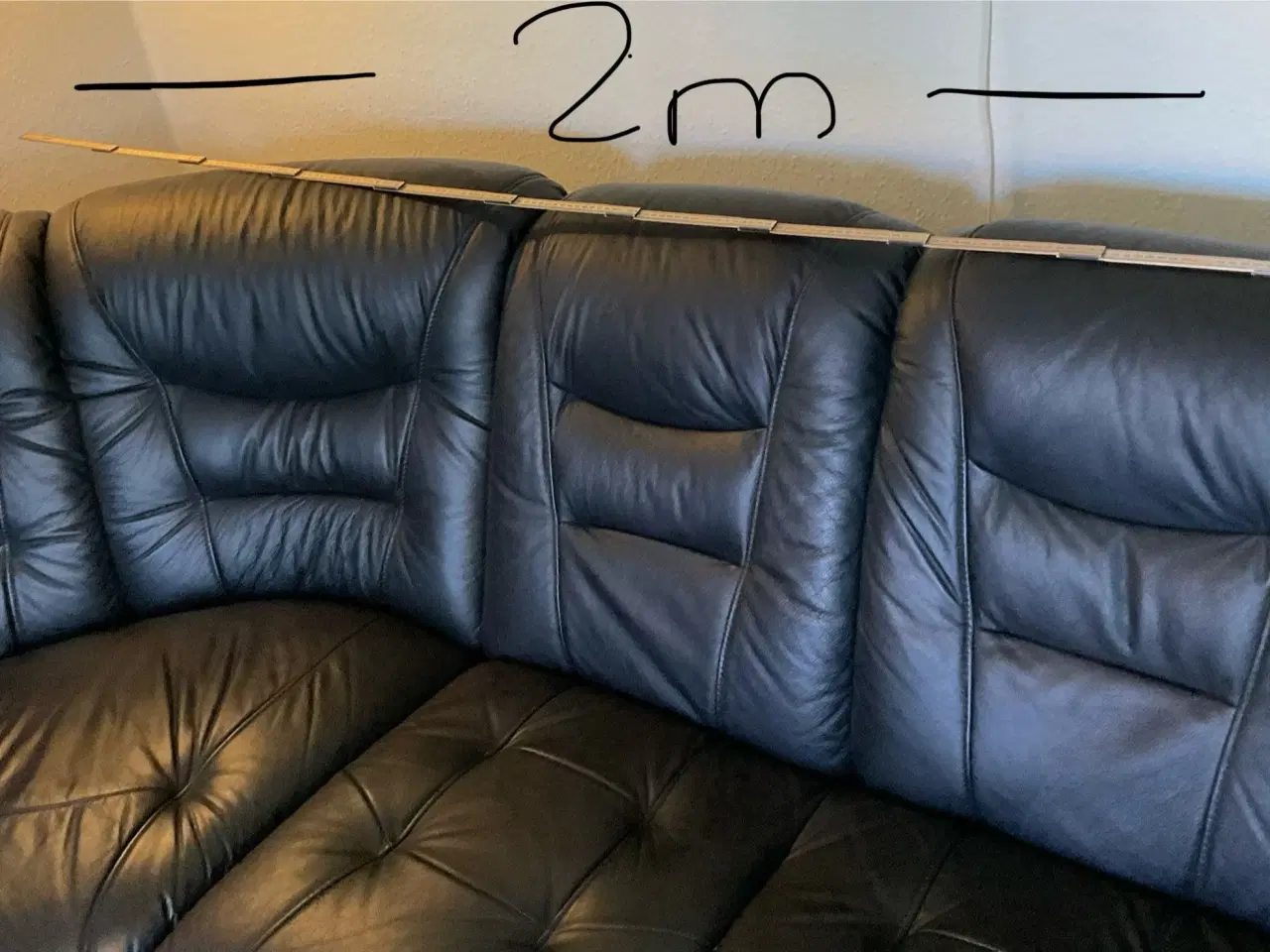 Billede 10 - Hjørnesofa i sort læder