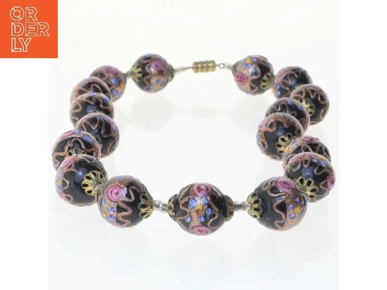 Billede 2 - Perlekæde med farvede mønstre (str. 40 cm)