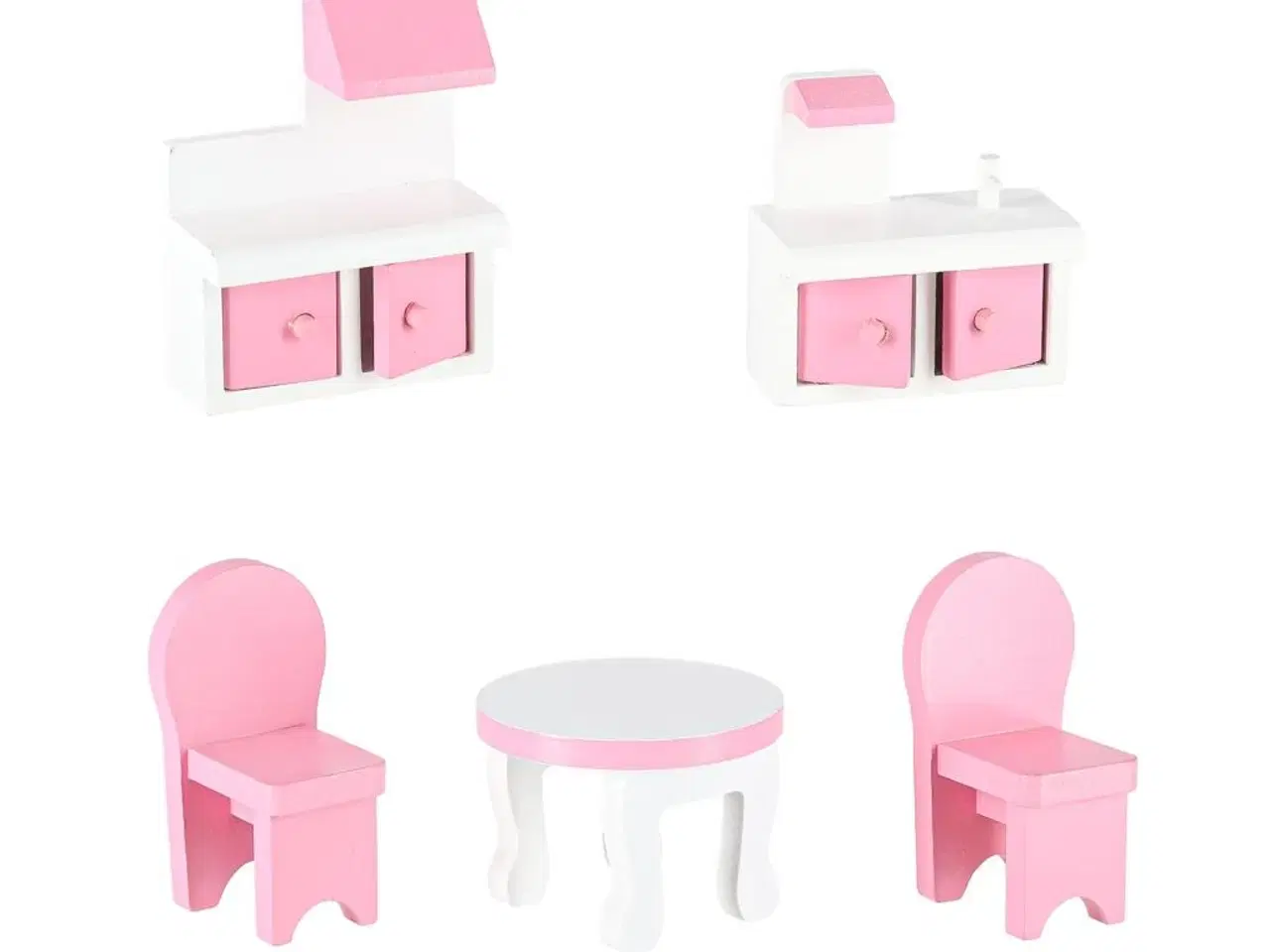 Billede 10 - Dukkehus i træ med møbler 70 cm – pink med LED