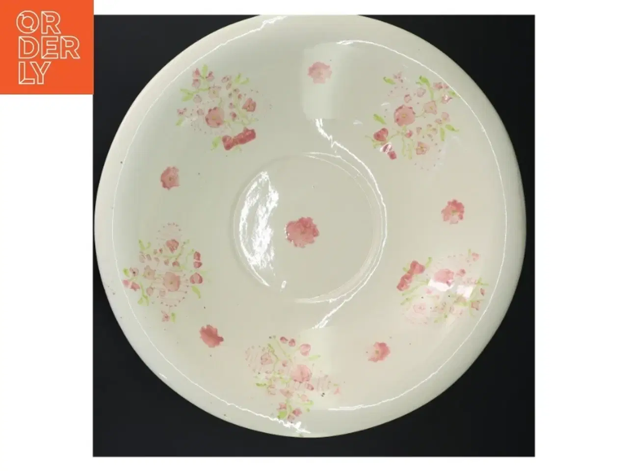 Billede 2 - Fajance fad med blomster (str. Ø 31,5 cm)