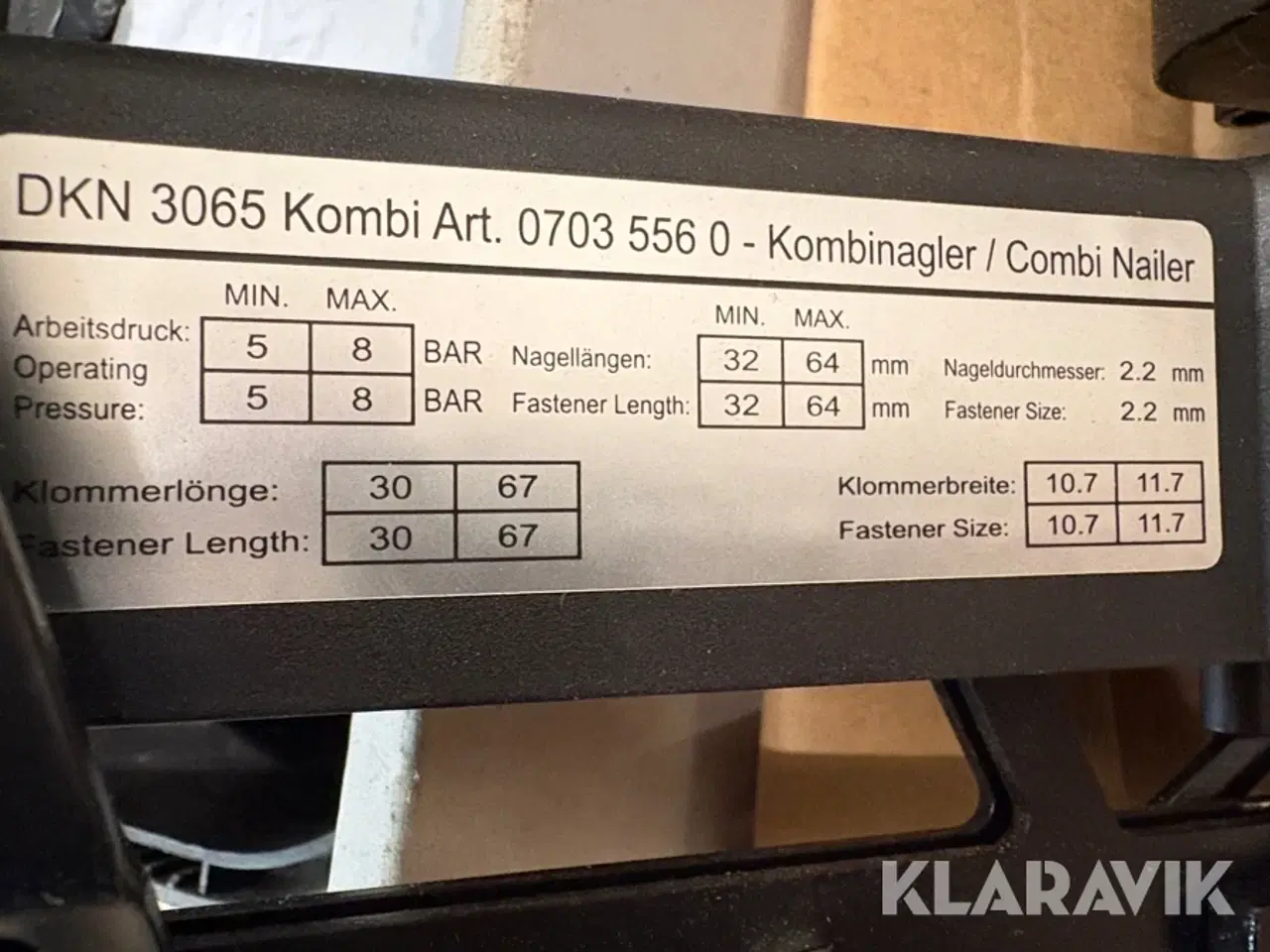 Billede 5 - Luft Sømpistol Würth DKN 3065 kombi Art.