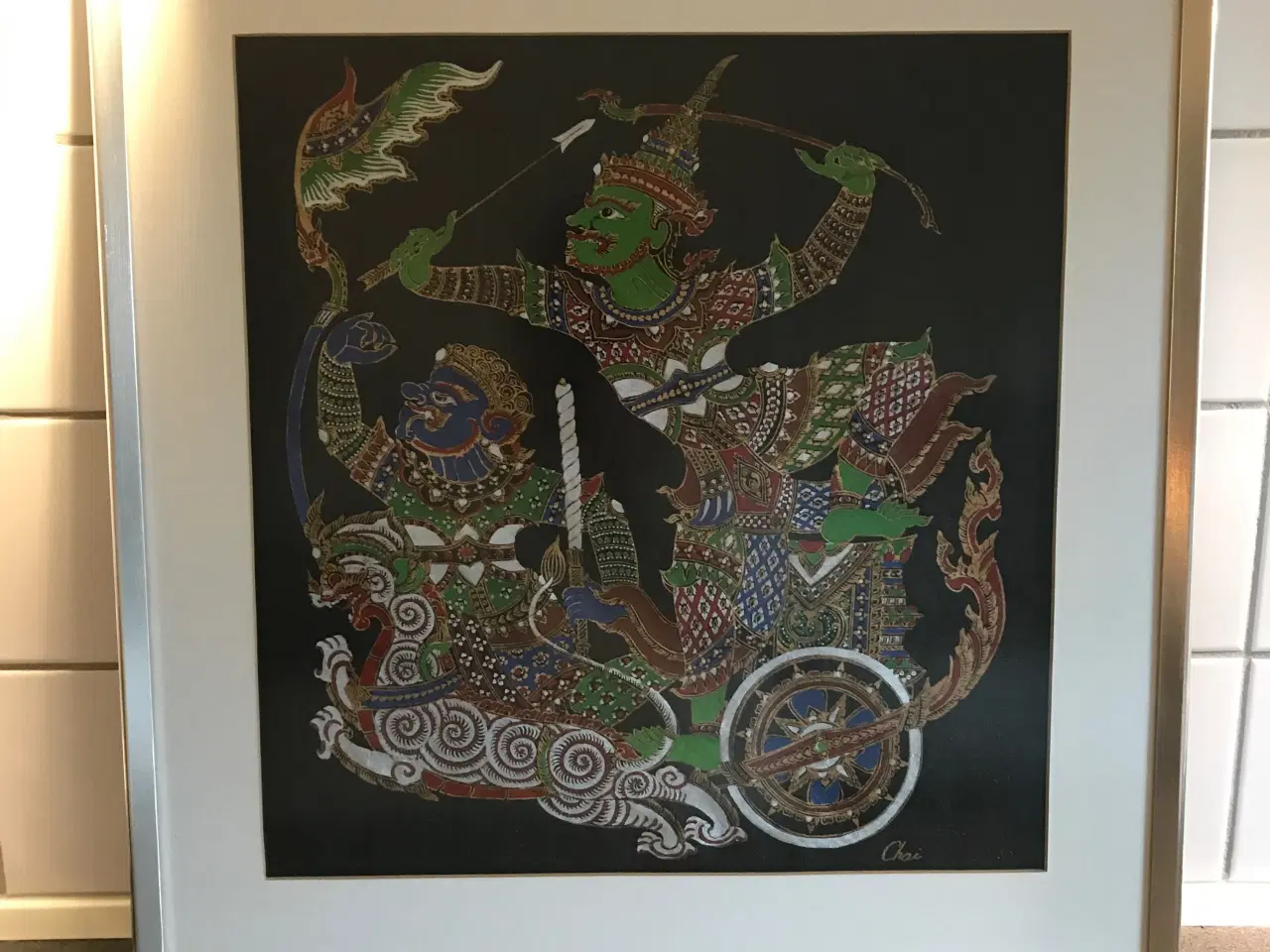 Billede 2 - Smukke silketryk i ramme fra Thailand. Pris pr stk