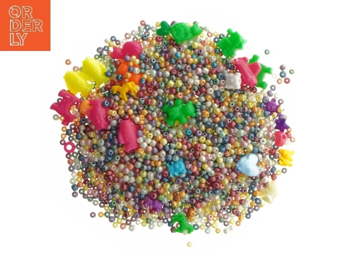 Billede 3 - Plastikperler i gennemsigtig beholder (str. Ø 7x7,5 cm)