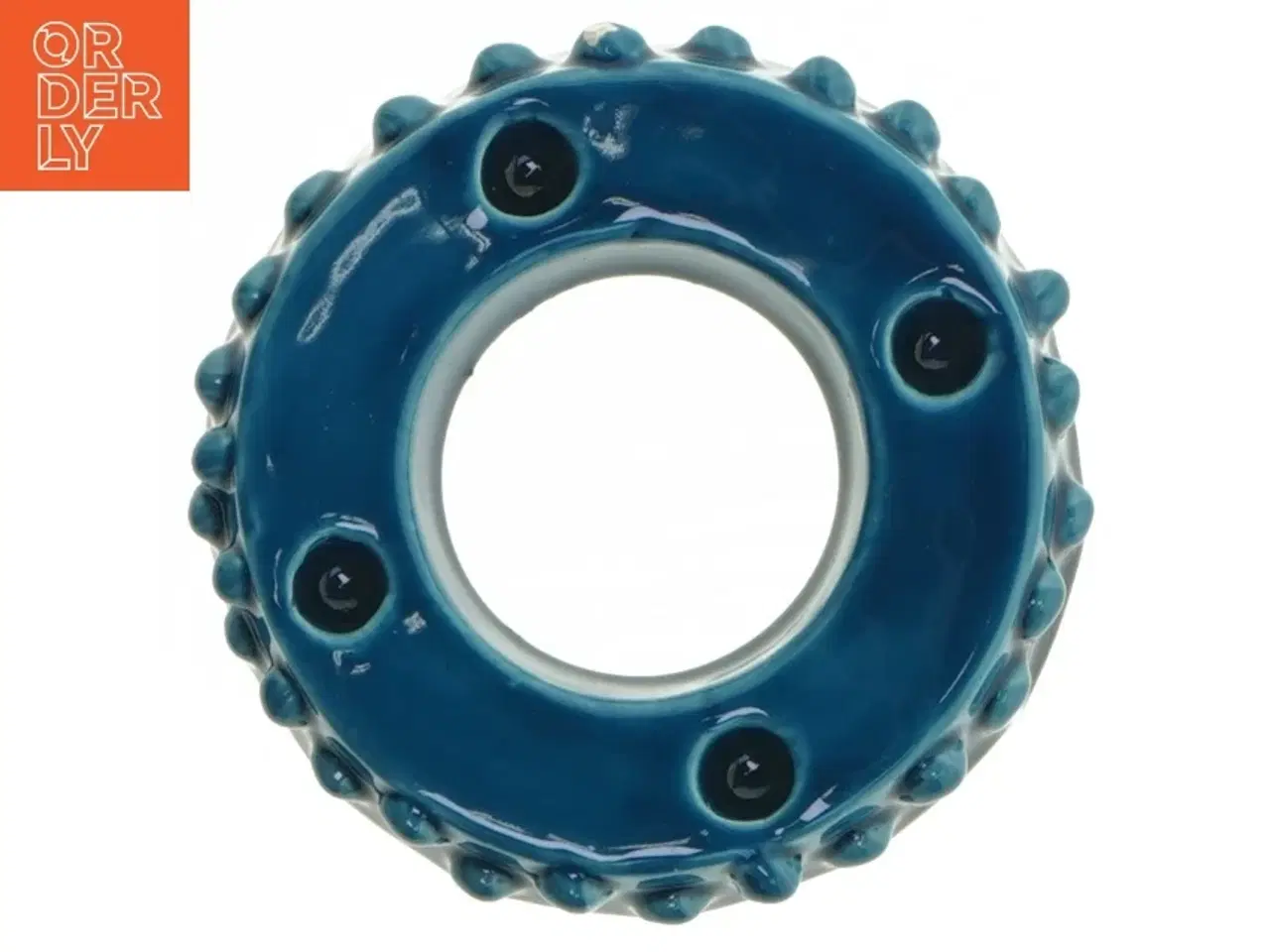 Billede 1 - Blå keramik lysestage (str. Ø 11 cm)