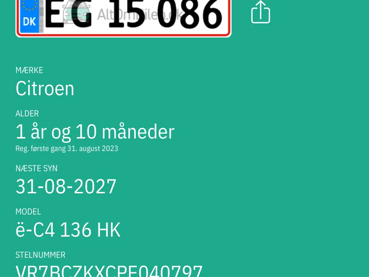 Billede 15 - 1/2 pris - flot Citroën el-bil til salg E-c4 Shine