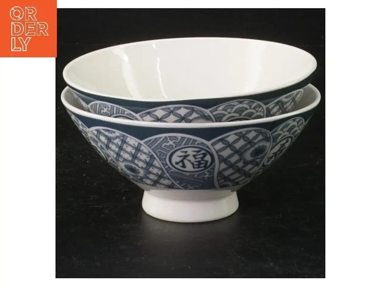 Billede 1 - 2 skåle porcelæn med blåt mønster (str. Ø 12 cm)