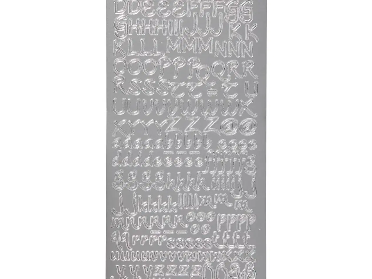 Billede 1 - Stickers, bogstaver, ark 10x23 cm, sølv, 1 ark