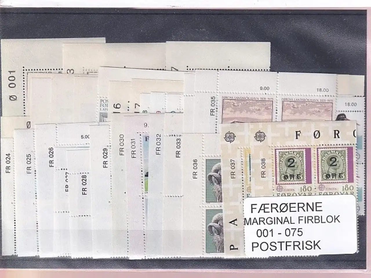 Billede 1 - Færøerne - Marginal Firblok 001 - 075 - Postfrisk